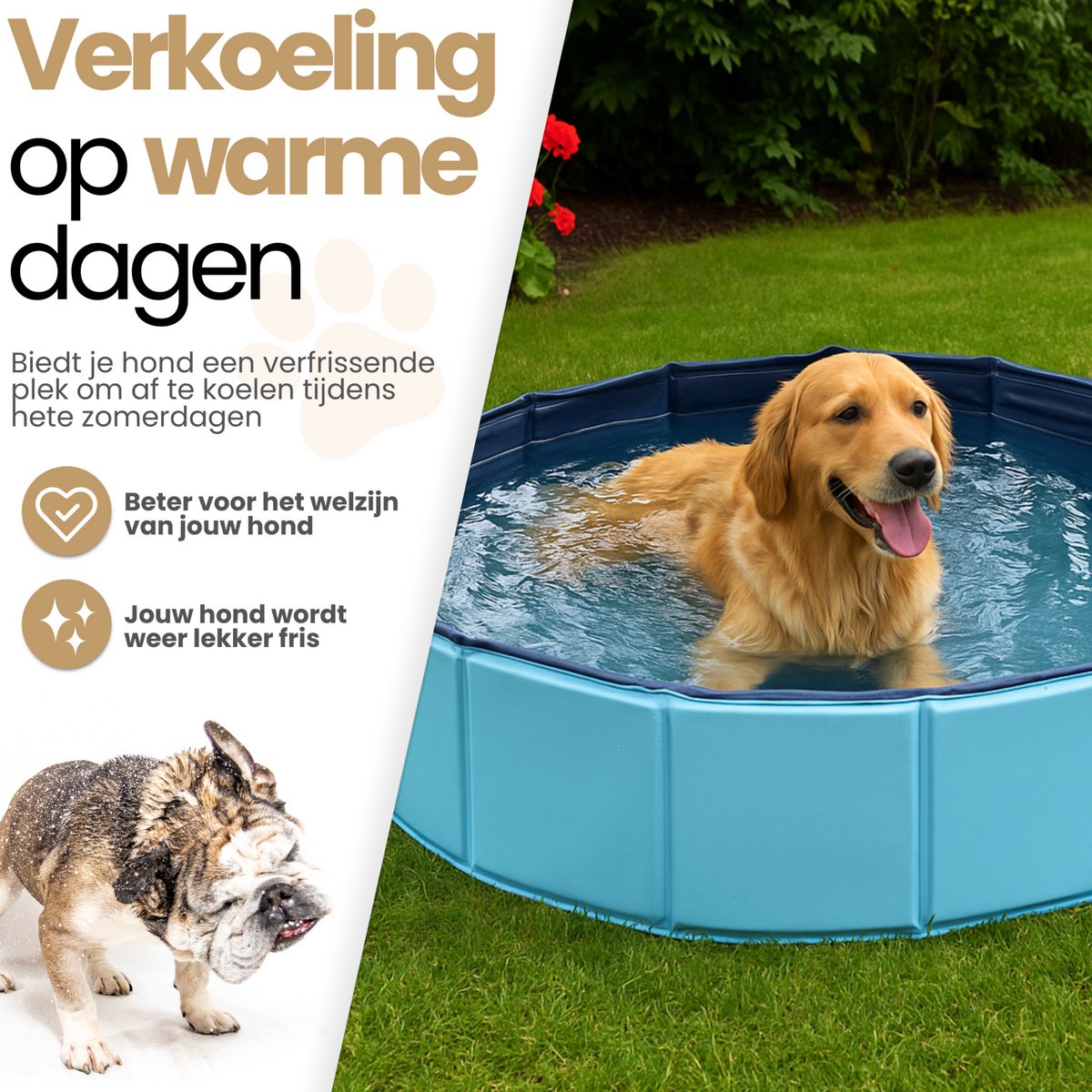Dogs&Co® Hondenzwembad 100x30 cm Blauw - Zwembadje voor huisdieren - Honden zwembad - Hondenbad - Bad voor Honden en kinderen - Opzet zwembad - 100x30cm - Blauw thumbnail 5