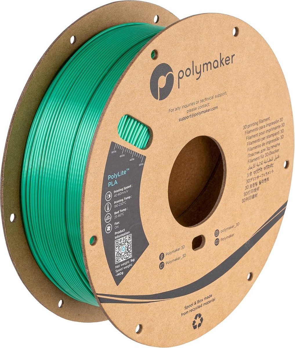 Silk Green PLA Filament 1.75mm 1kg - Hoogwaardig, Betrouwbaar en Gemakkelijk te Printen