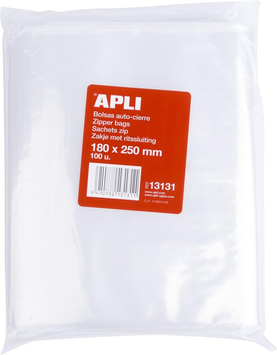 100 Zelfsluitende Plastic Zakjes 180x250 mm - Hersluitbaar & Transparant