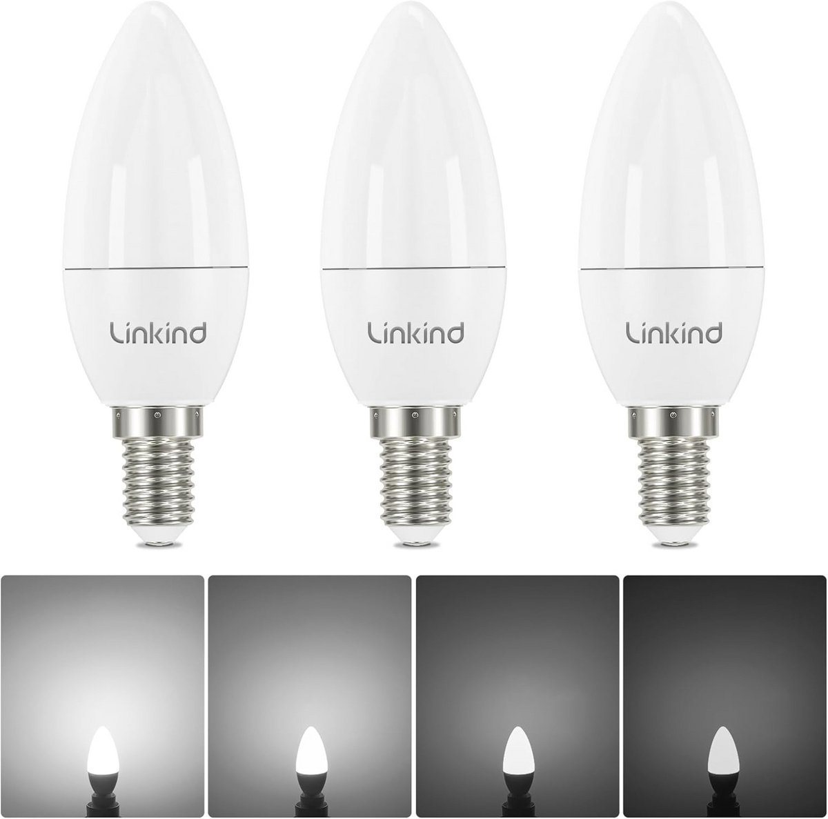 Dimbare LED Kaarslamp E14 - 5W (40W Equivalent) - Koud Wit 5000K - Set van 3