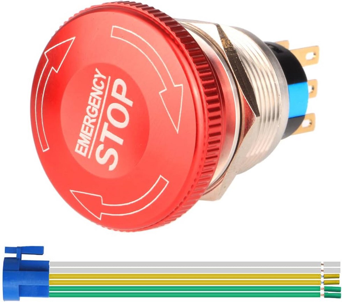 Metalen Noodstopknop 16mm met Vergrendeling en Montagegat van 0.63 inch - 12-250V/10A Roestvrij Staal