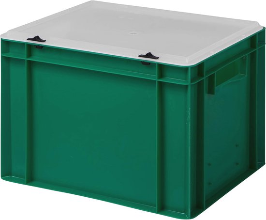 Design Eurobox Stapelbox, opslagcontainer, kunststof doos in 5 kleuren en 16 maten, met doorzichtige deksel (mat), geel, 40 x 30 x 33 cm