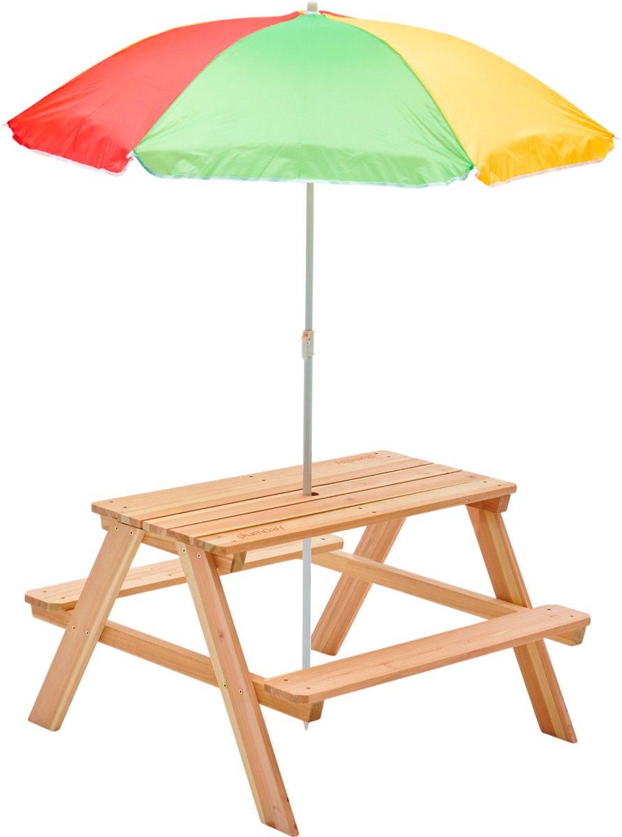 Plum kinder picknicktafel met parasol