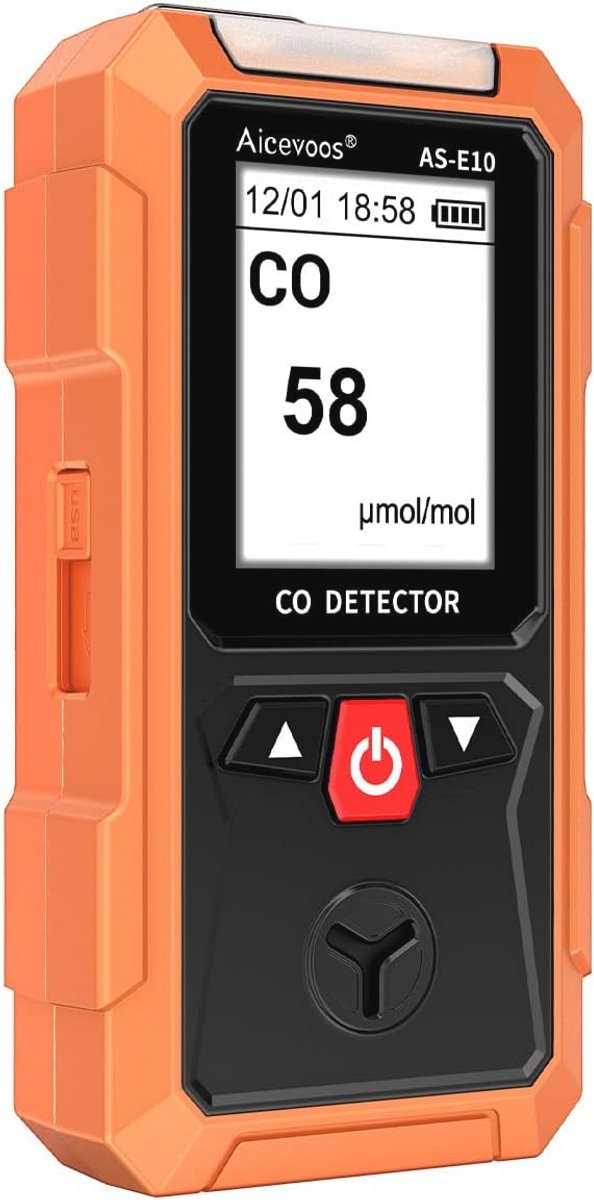 Koolmonoxidemelder met Alarm en LCD Scherm voor Thuis en Reizen