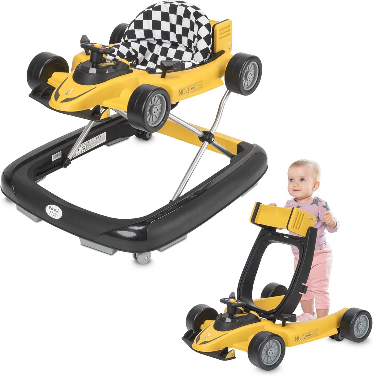 2 in 1 Babywalker voor Kinderen | Loopstoeltje met Geluidseffecten | Verstelbaar en Veiliger Spelen