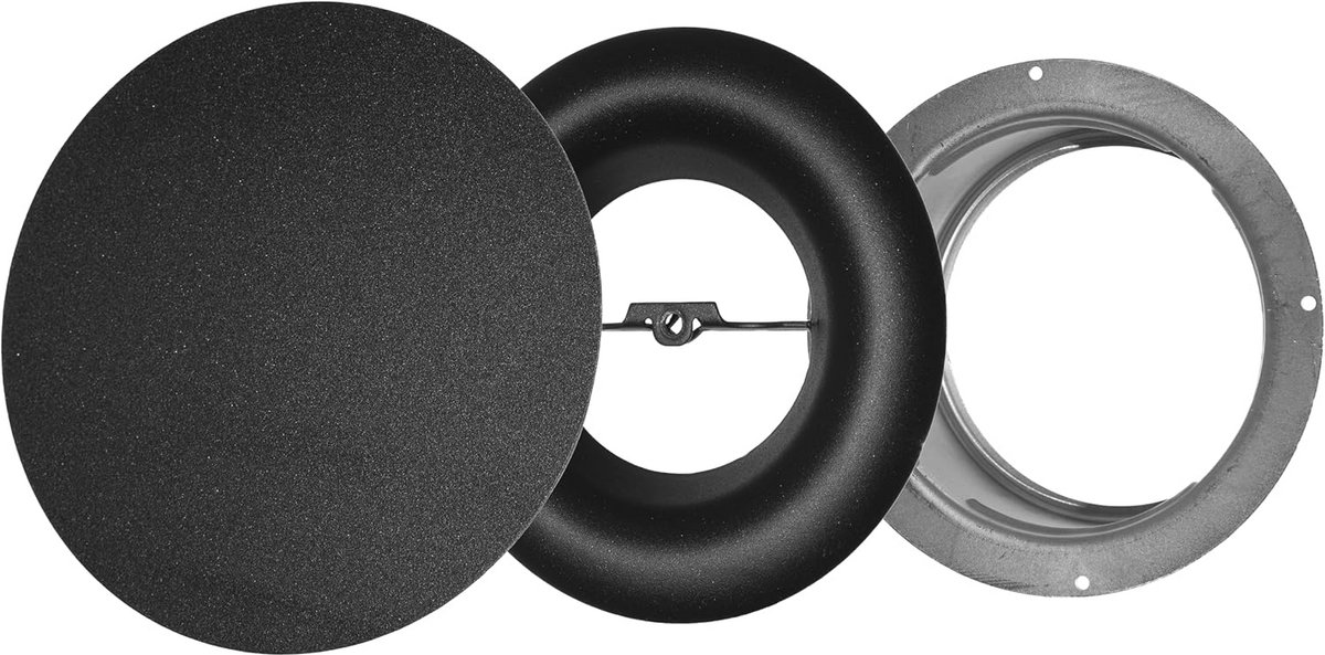 Verstelbaar Metalen Diffusor Rond - 125mm Ventiel voor Luchttoevoer en -afvoer - Ideaal voor Badkamer, Keuken en Garage