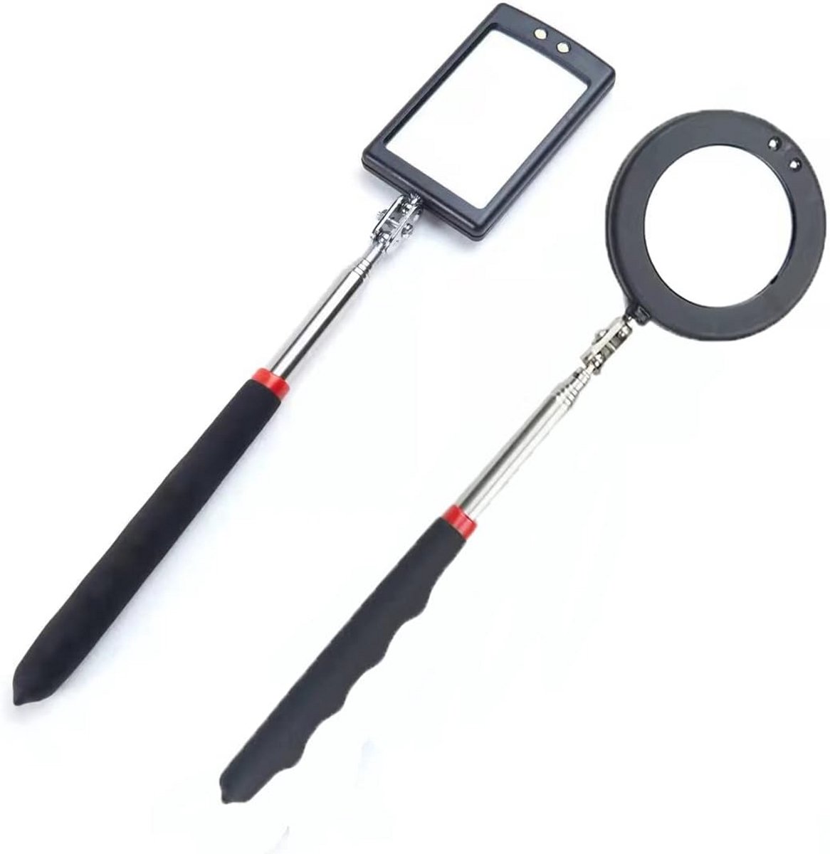 Telescopische Inspectiespiegel met LED Verlichting – 2 Stuks, Tot 88 cm Lang