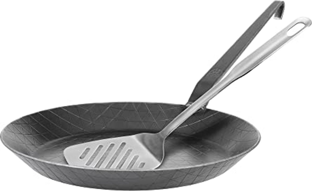 Smeedijzeren Braadpan Ø 28 cm met Haaksteel - Perfect voor Inductie, Gas, en Elektrische Fornuizen