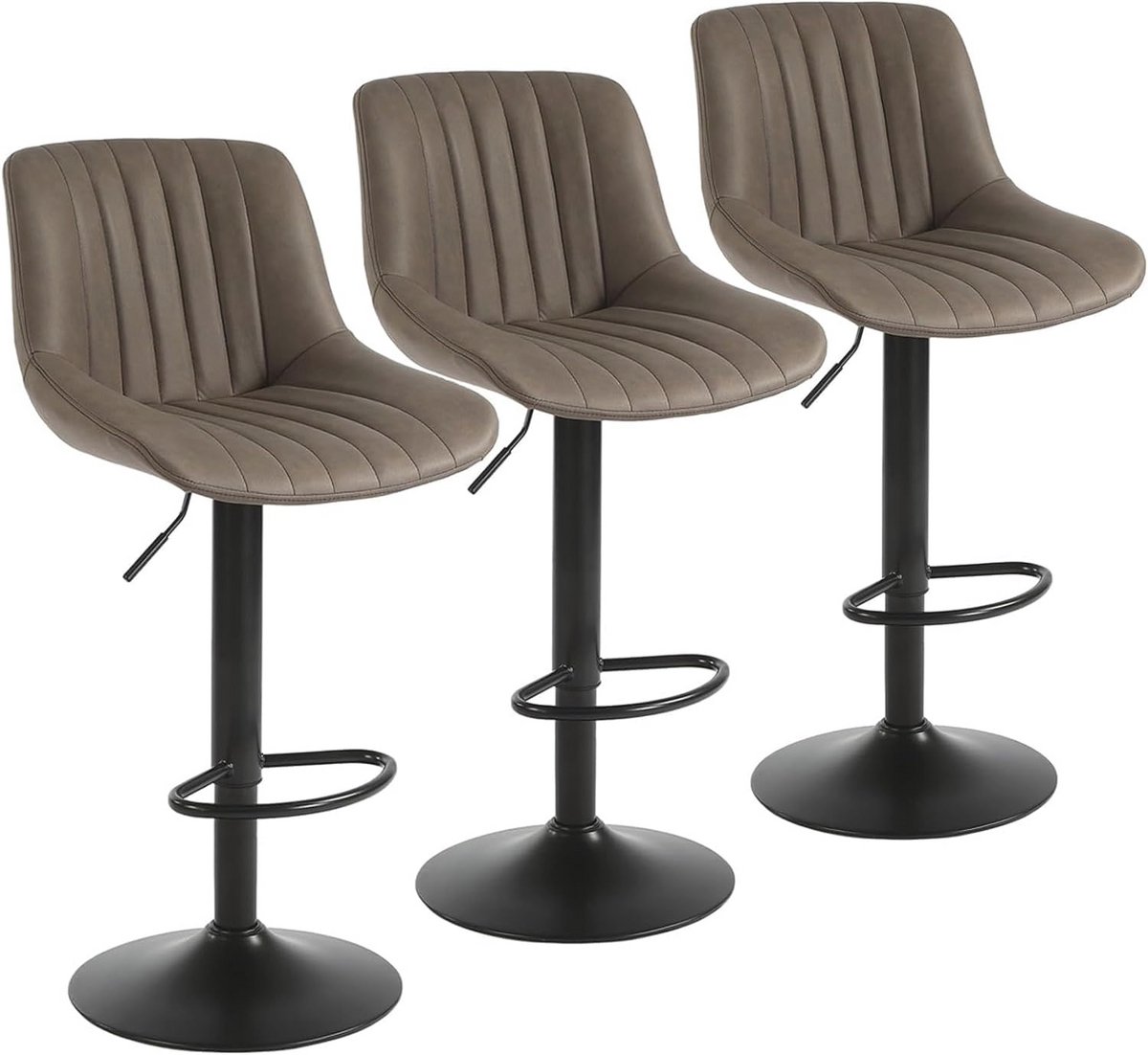 Draaibare Hoge Barkrukken Set - Verstelbare Barkruk met Rugleuning - Modern PU-leer Design