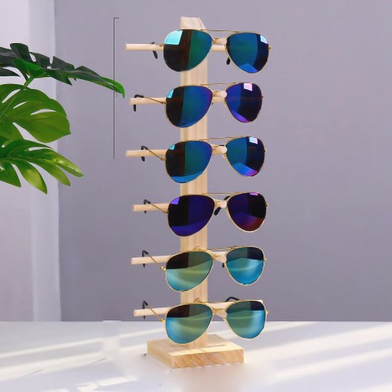 Natuurlijke hout houten zonnebril brillen display rek stand holder organizer 3 4 5 6 lagen   size  5 Drogisterij kopen? | Korting tot 33