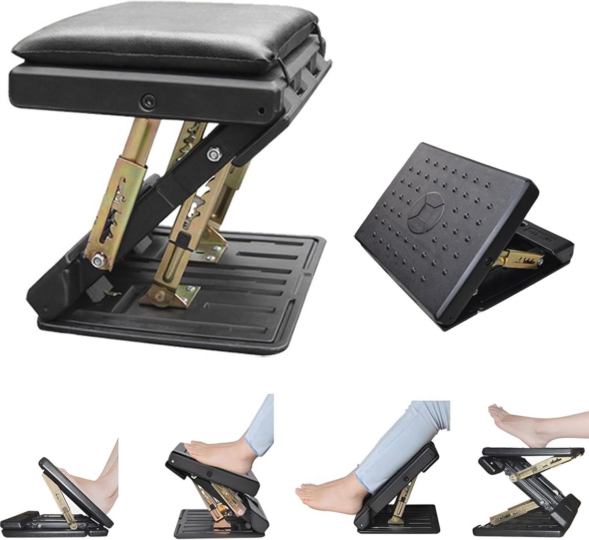 Verstelbare Voetsteun voor Onder Bureau - Ergonomisch, Antislip en Draagbaar met Massagefunctie