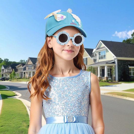 Zomer Hoed en Zonnebril Set voor Meisjes - Zeemeermin Design - 52-56 cm - Ocean Blauw van Merkloos — afbeelding 2
