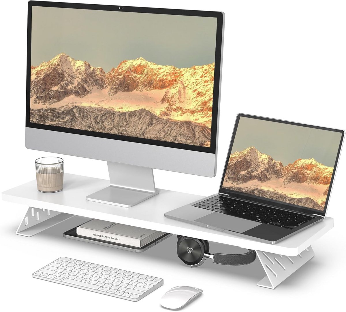 Grote Monitorstandaard voor 2 Monitoren - Desk Organizer voor PC, Laptop, Printer, TV - 80 cm