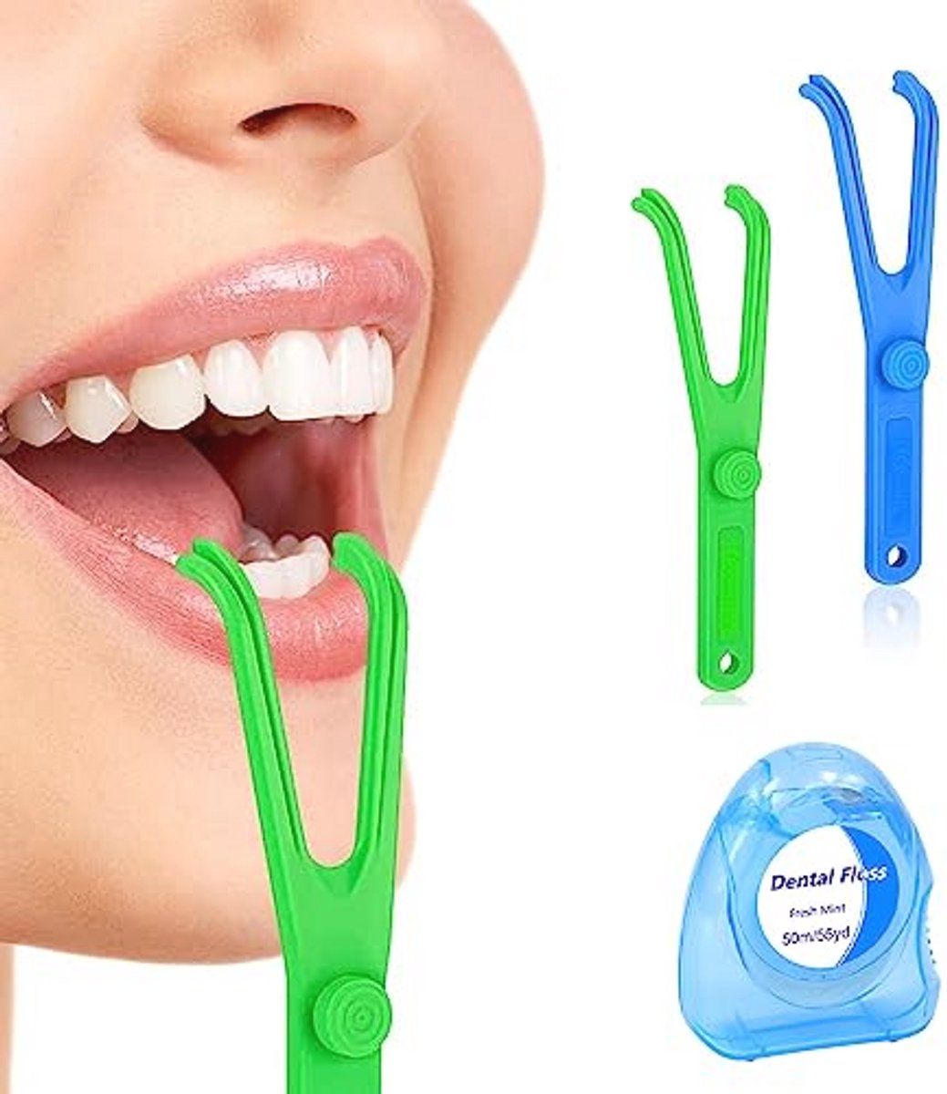 Flosshouder met Picks - Tandfloss Hulp voor Mondhygiëne - 2 Stuks - Ideaal voor Thuis en Reizen