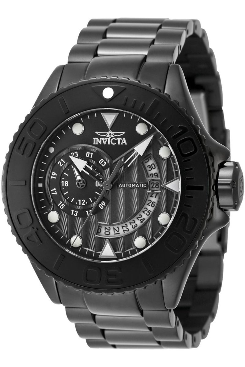 Invicta Grand Diver 48245 Heren Horloge - Waterdicht - Analoog - Automatisch Uurwerk - Roestvrij Staal met zwarte Wijzerplaat - 52mm