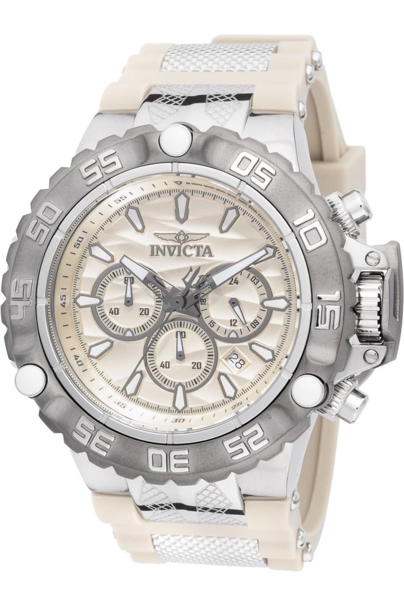 Invicta Subaqua - Poseidon 48558 Heren Horloge - Waterdicht - Analoog - Quartz Uurwerk - Roestvrij Staal met beige Wijzerplaat - 55mm