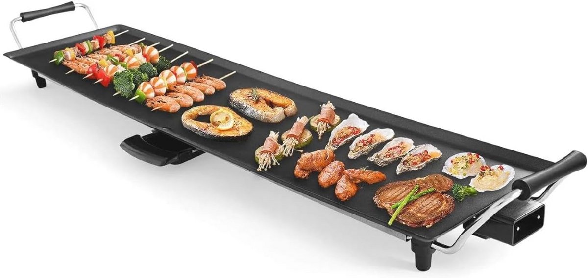 Elektrische Teppanyaki Grillplaat voor 8 Personen - 1800 W, Antiaanbaklaag en Instelbare Temperatuur