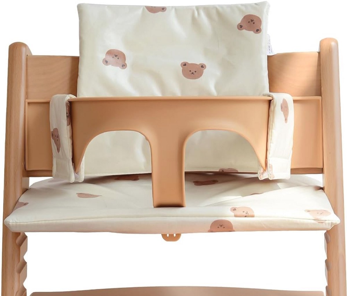 Hoogstoel Kussen - Niet-slip Babystoel Kussen, Waterdicht Katoenen Vervangingshoes, Zacht en Verwijderbaar, Eenvoudig te Reinigen Beige