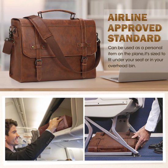 Lubardy Laptoptas 15,6 inch PU lederen handtas waterdichte schoudertas heren messenger tas zakelijke koffer werk