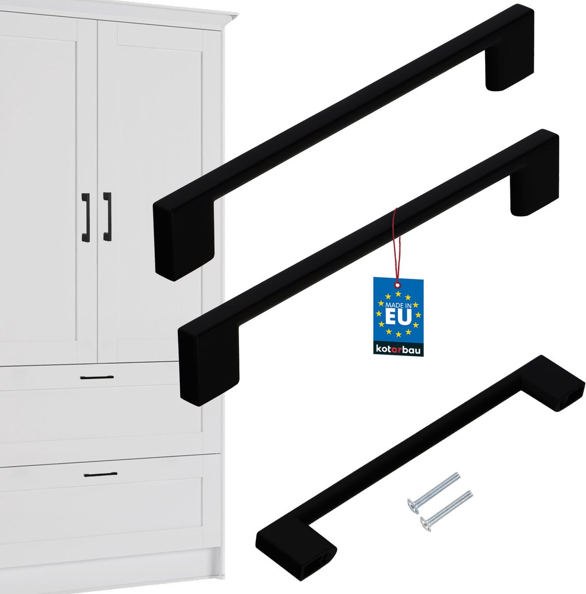 Kotarbau Klassieke Keukengreep - Zwart Mat - 190 mm - Set van 2
