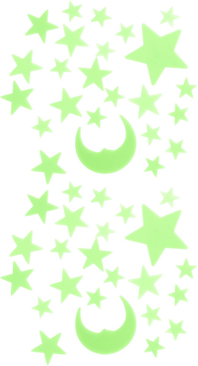 Home Deco Kids Glow in the dark Heelal - 48x stuks - groen - kunststof - kinderkamer - decoratie