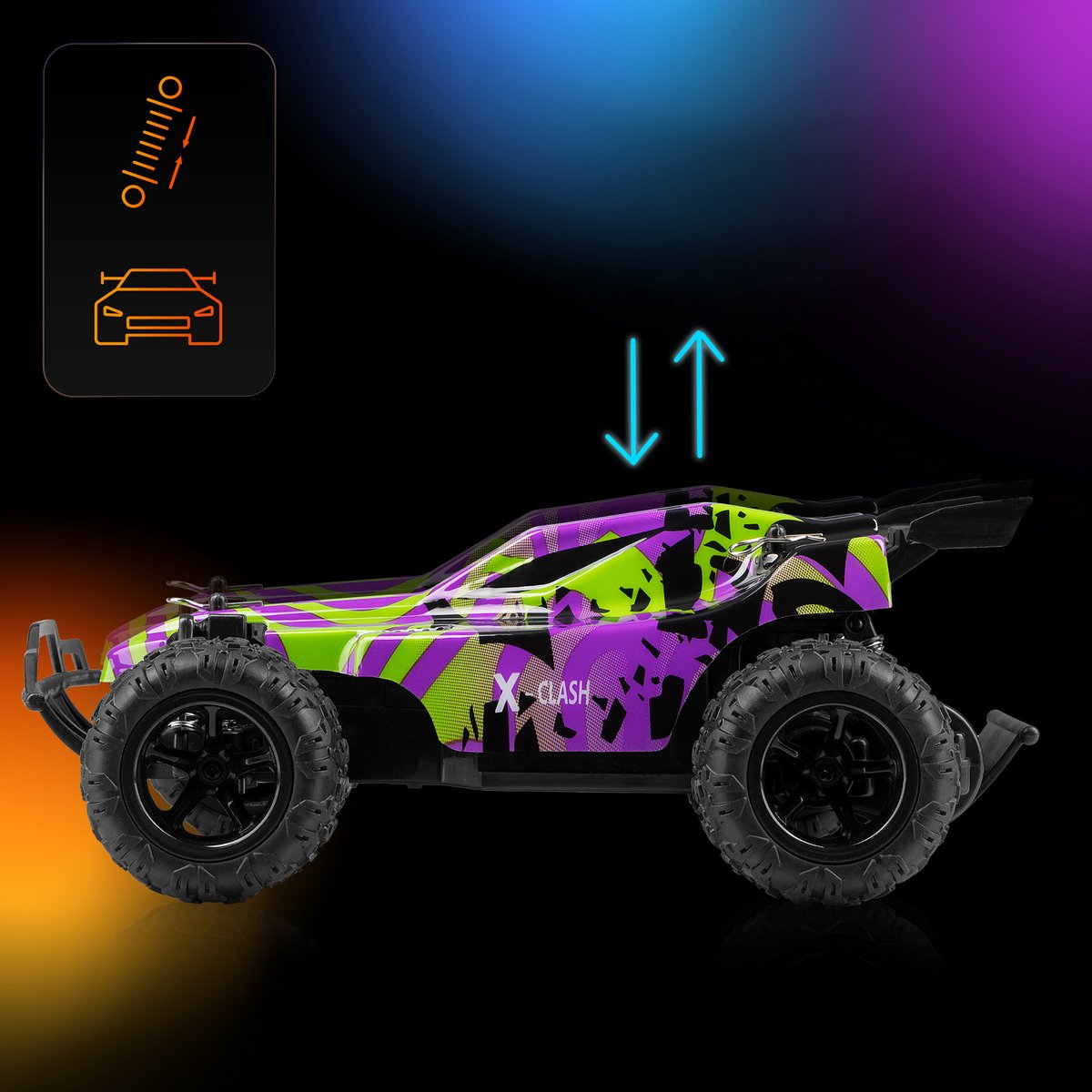 Overmax X-Clash Bestuurbare Auto - 20 km/h - 2 accu’s - Bereik 100m - 2 carrosserie’s - Offroad RC Auto - Buiten & Binnen - Meisjes en Jongens - Afstandsbestuurbare Auto voor Kinderen & Volwassenen — afbeelding 3