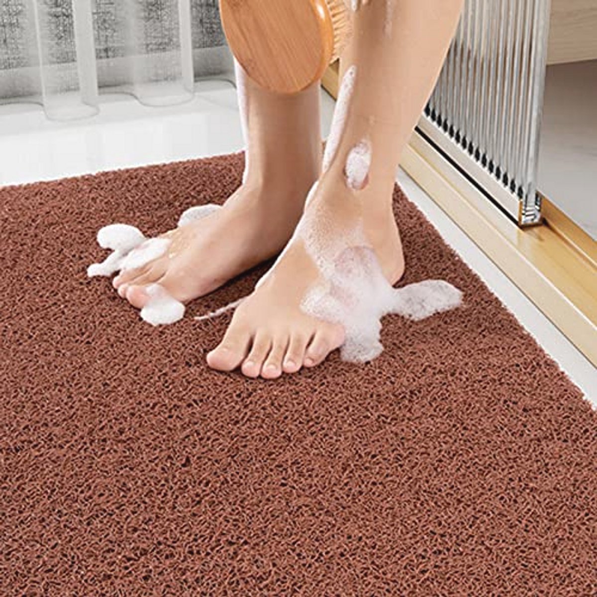 LY4U Douchemat, antislip, zacht, luffa, schimmelbestendig, pvc, voor douchecabine, badkame