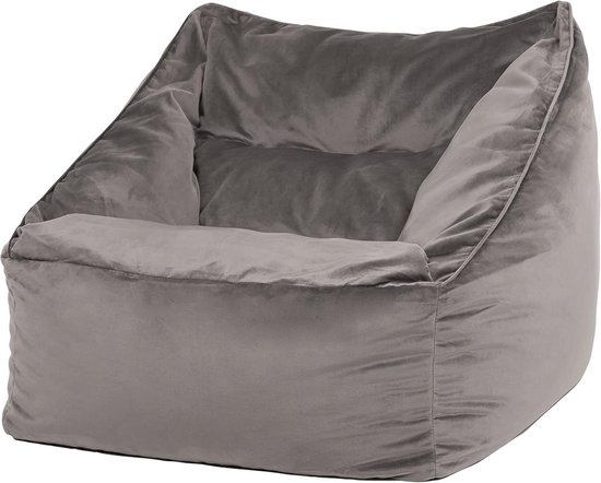 icon Natalia Bean Bag Armchair, Dark Grey, Velvet Fabric, Bean Bag Adult with Filling Included, Bean Bag, Bedroom, Living Room, Living Room Furniture