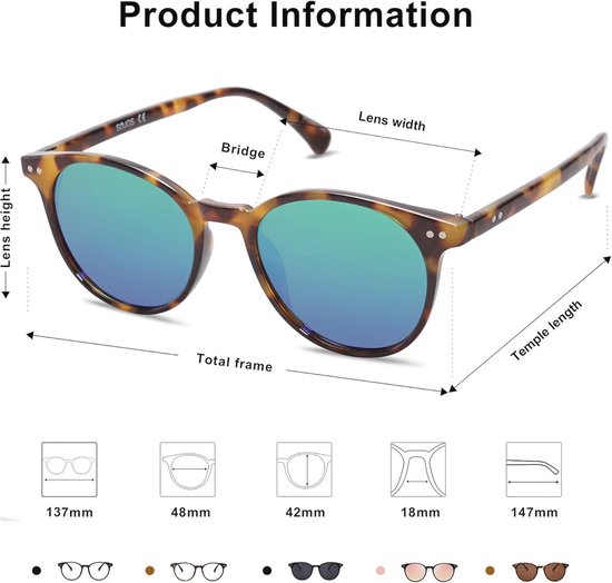 Gepolariseerde Vintage Zonnebril voor Dames en Heren - UV400 Lens, Ronde Vorm — afbeelding 3