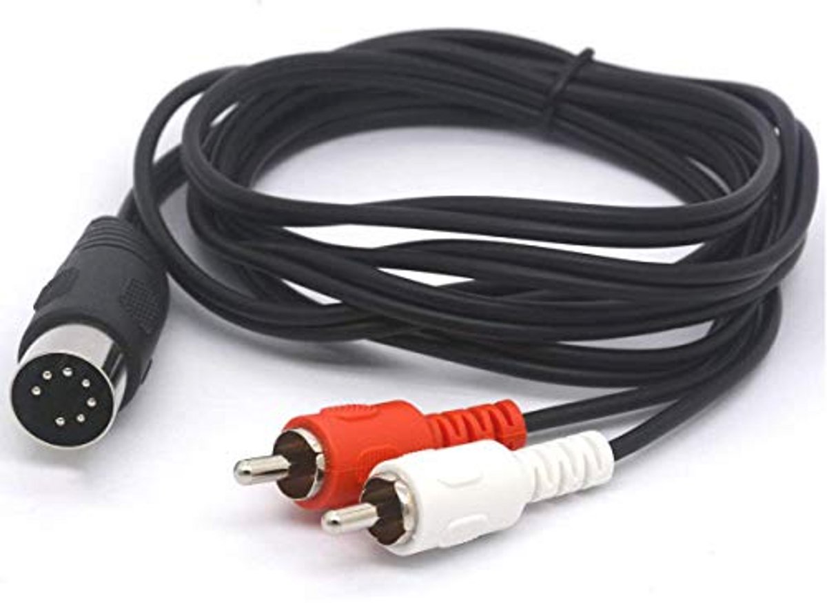 MIDI naar RCA Kabel - 7-Pins DIN Mannelijk naar 2 RCA Mannelijke Audiokabel (1,5 Meter)