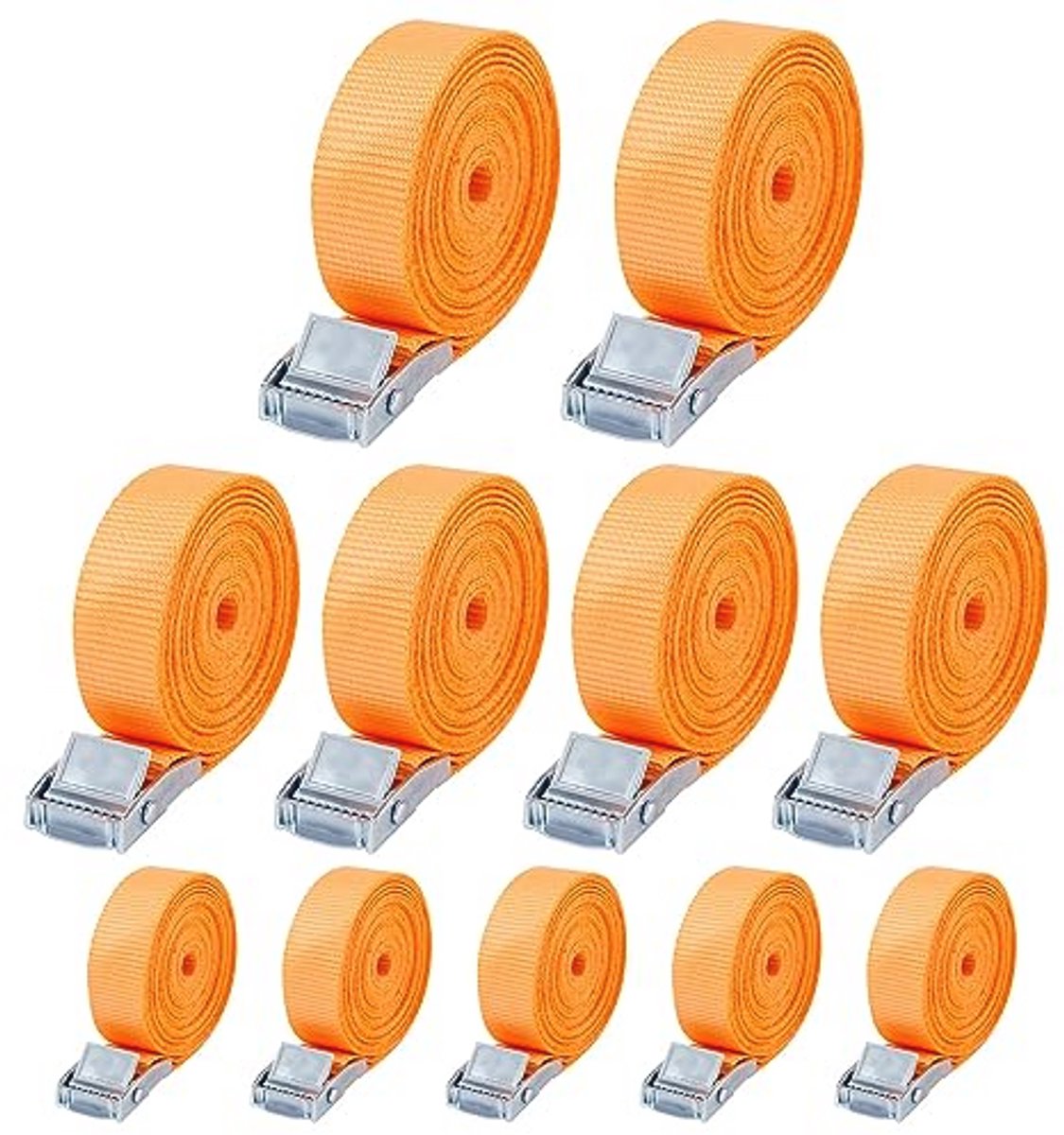 10 stuks spanbanden - 25 mm x 4 m sjorbanden met klemsluiting voor fietsen en bagage