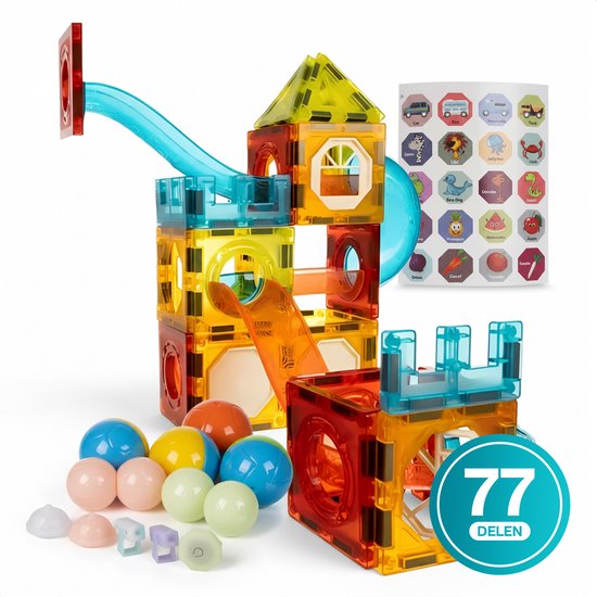Golermo Magnetische Bouwstenen – 77-delig – Met Lichtgevende Elementen – Magnetisch Constructiespeelgoed – Montessori – Educatief STEM Speelgoed