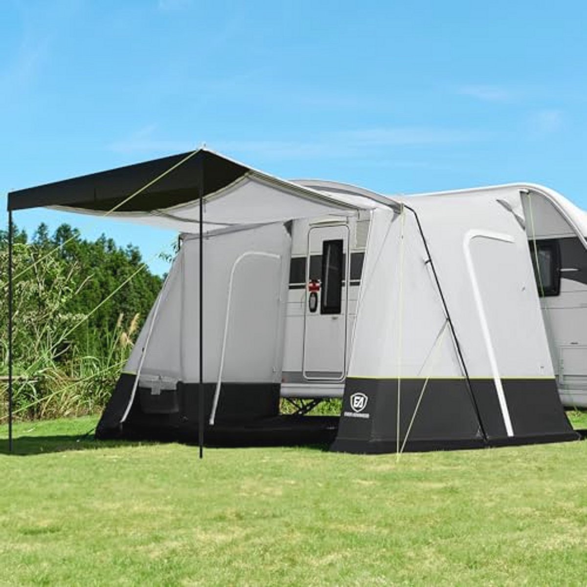 Waterdichte tent voor campers 350 x 260 x 245 cm met ramen en zij-ingangen