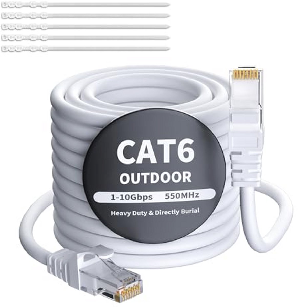 CAT 6 Ethernet-kabel 25 meter voor binnen en buiten, waterdicht en Gigabit netwerkkabel voor POE-camera's, routers en switches