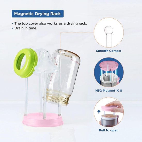 Reizen babyflessenborstelset met siliconen flessenborstel en accessoires — afbeelding 4