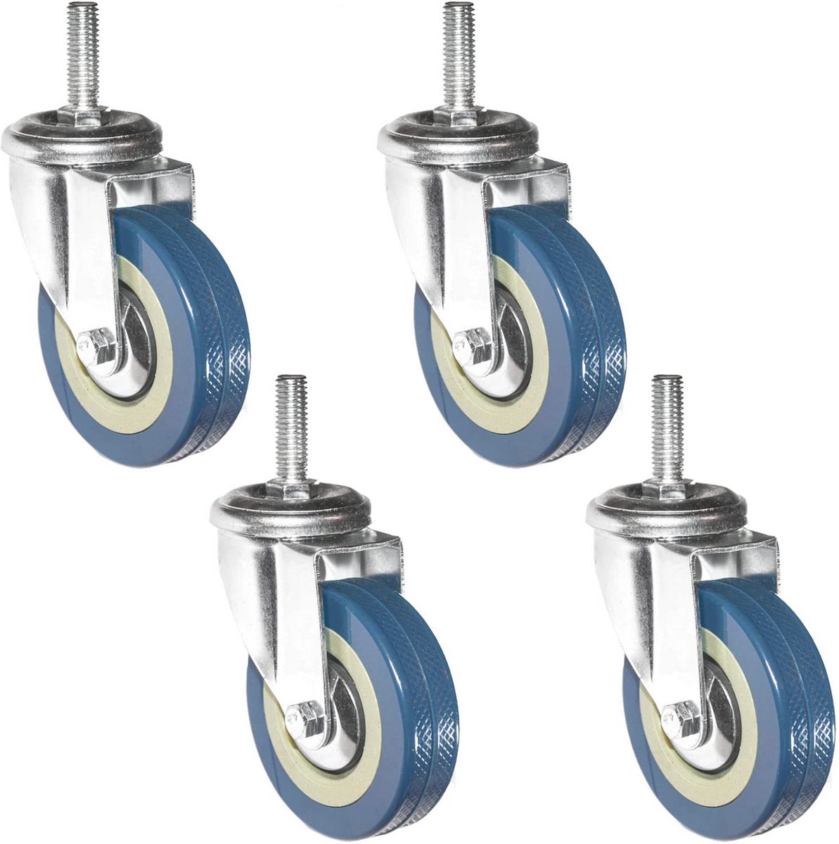 360° Zwenkwielen 75mm - Zwaarlast Wielen met M10 Schroefdraad voor Meubeltransport