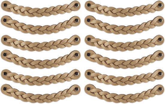 Leren handgrepen - Naturel - 12 stuks - 25 x 3 cm - incl. 3… | Brute