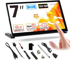 LUCKFOX for Raspberry Pi Screen 7 inch HDMI Touch Screen for Raspberry Pi 5 Plug & Play 1024x600 5 Point Touch Screen Portable Monitor for Laptop with Stand IPS LCD Display Second Screen for Laptop PC