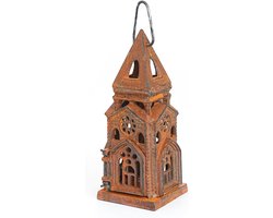 Decoratieve gietijzeren kaarslantaarn voor rustieke inrichting - 8,8 inch hoog