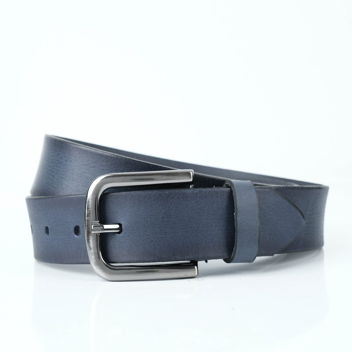 Lynexa - Heren Riem Leer - Premium Buffelleer - Blauw - Metalen Gesp - Inkortbaar - Handgemaakt - Volledig Echt Dik Buffalo Leer - Luxe Broekriem - 4 cm Breed - Cadeau Geschikt - Tijdloos Ontwerp - Ideaal voor Casual - Ideaal voor Zakelijk - Maat 130