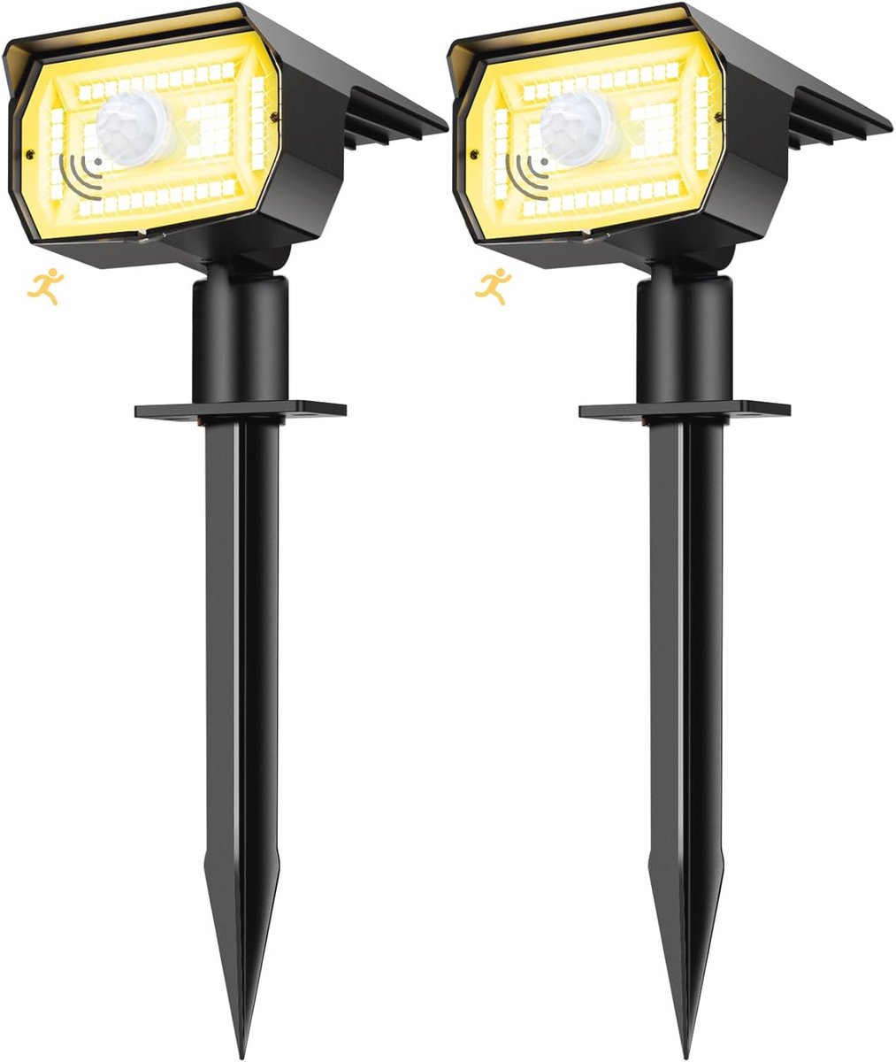 Zonnelamp voor buiten met bewegingsmelder - 4 stuks, krachtige 56 LED verlichting, waterdicht en verstelbaar - Ideaal voor tuin en paden