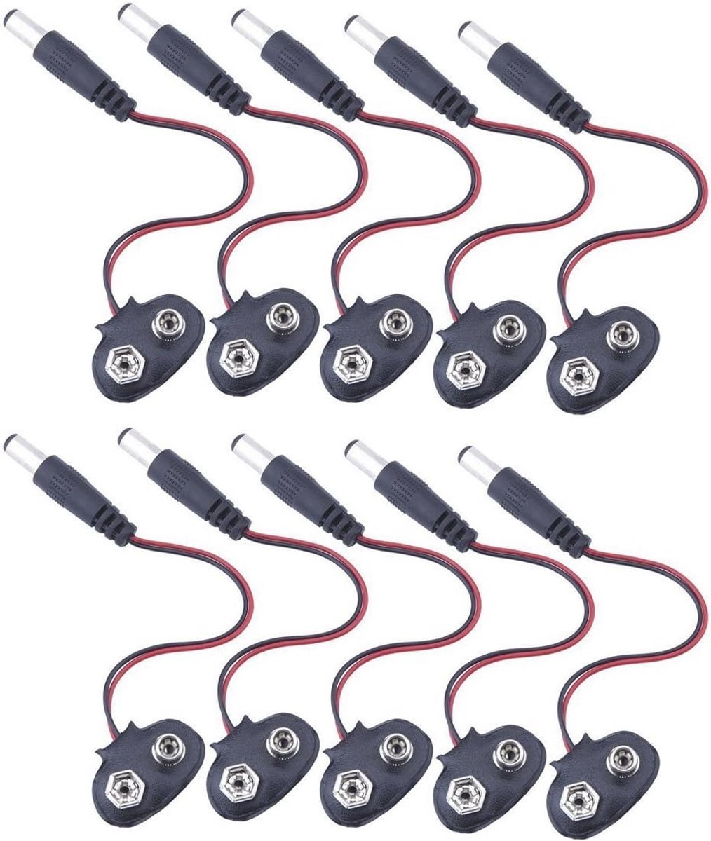 10 Stuks 9V Batterij Verbinding Kabel Clip met 2.1 x 5.5mm Male DC Plug voor Arduino
