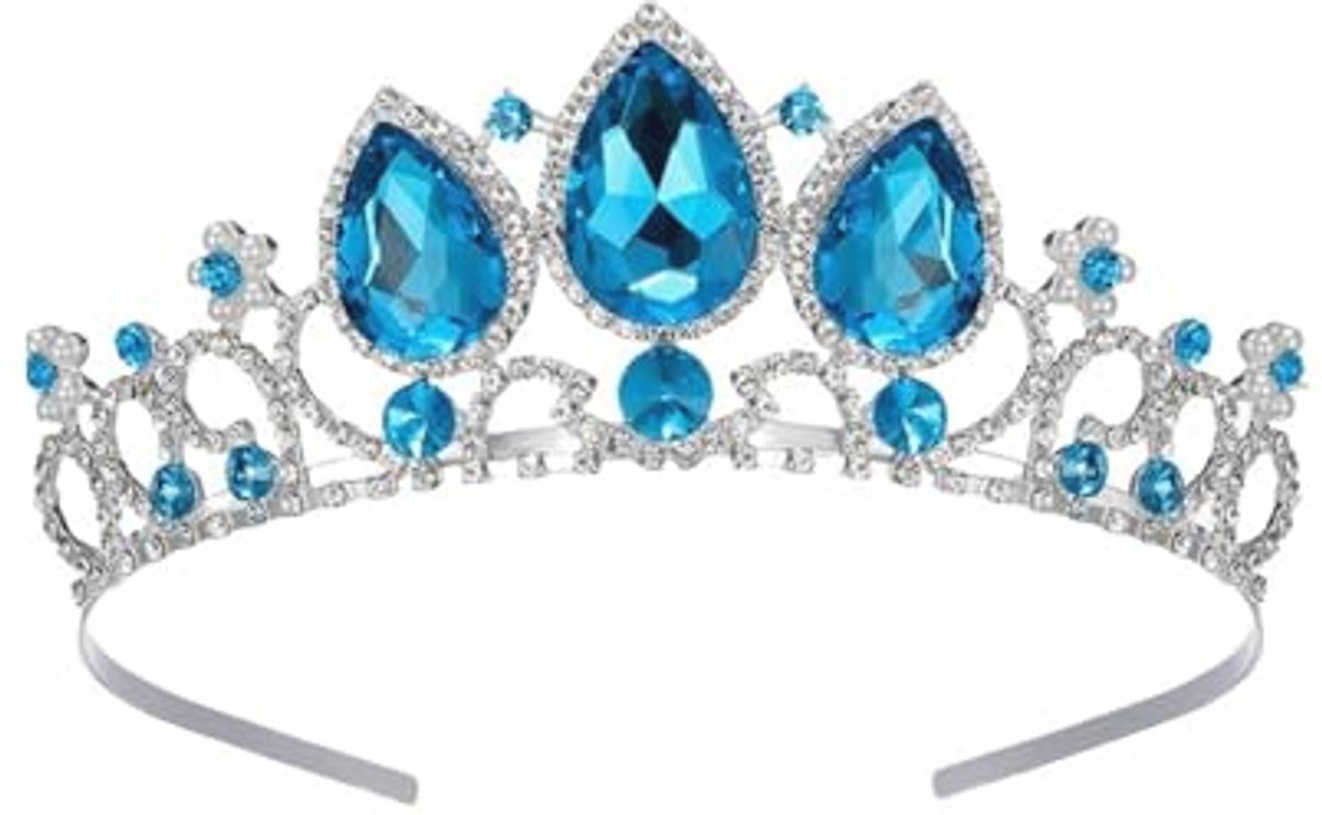 Kristallen Tiara Kroon voor Bruiloft en Verjaardagsfeest - Blauw