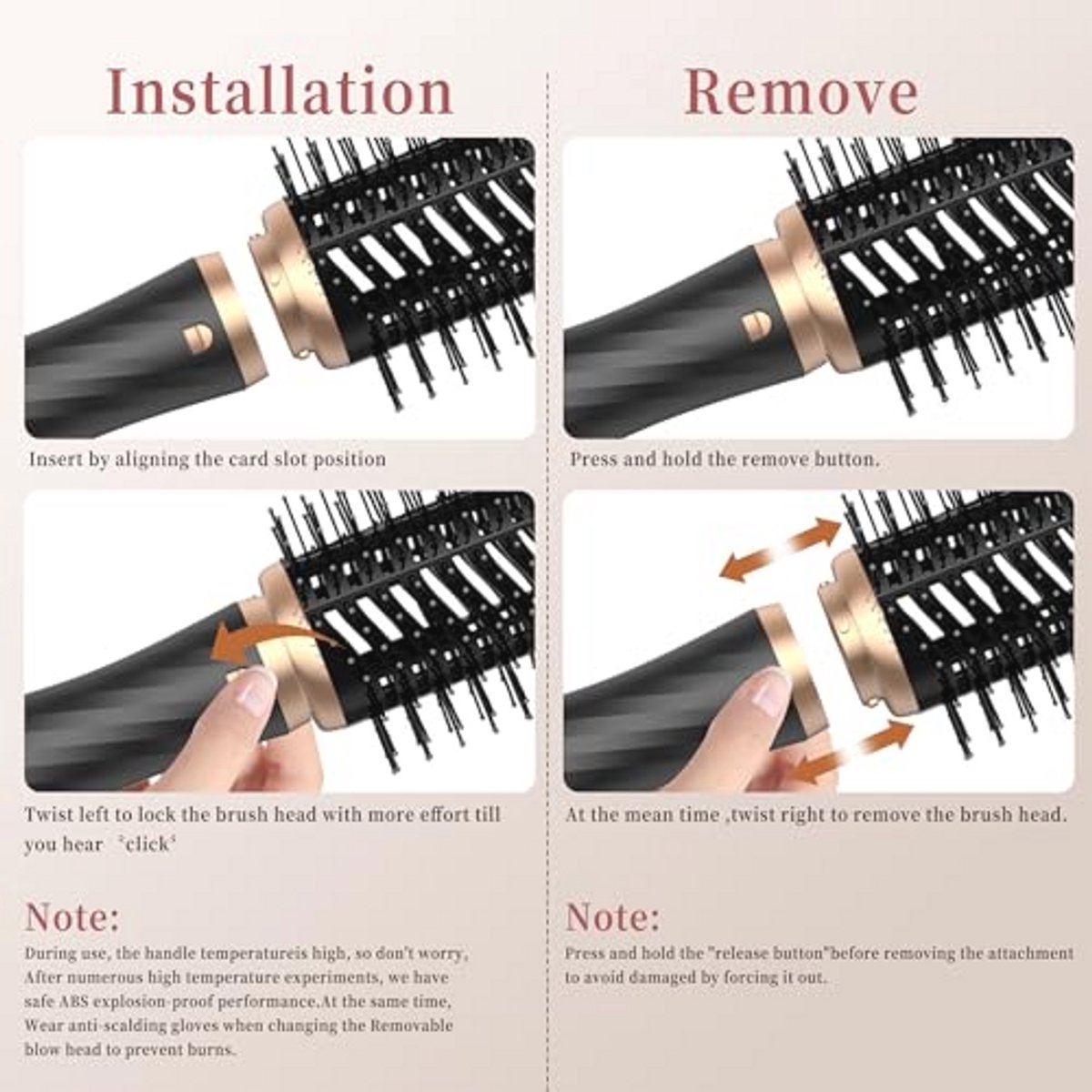 6-in-1 Airstyler Set met Ronde Borstel en Föhn voor Volumineus en Gekruld Haar