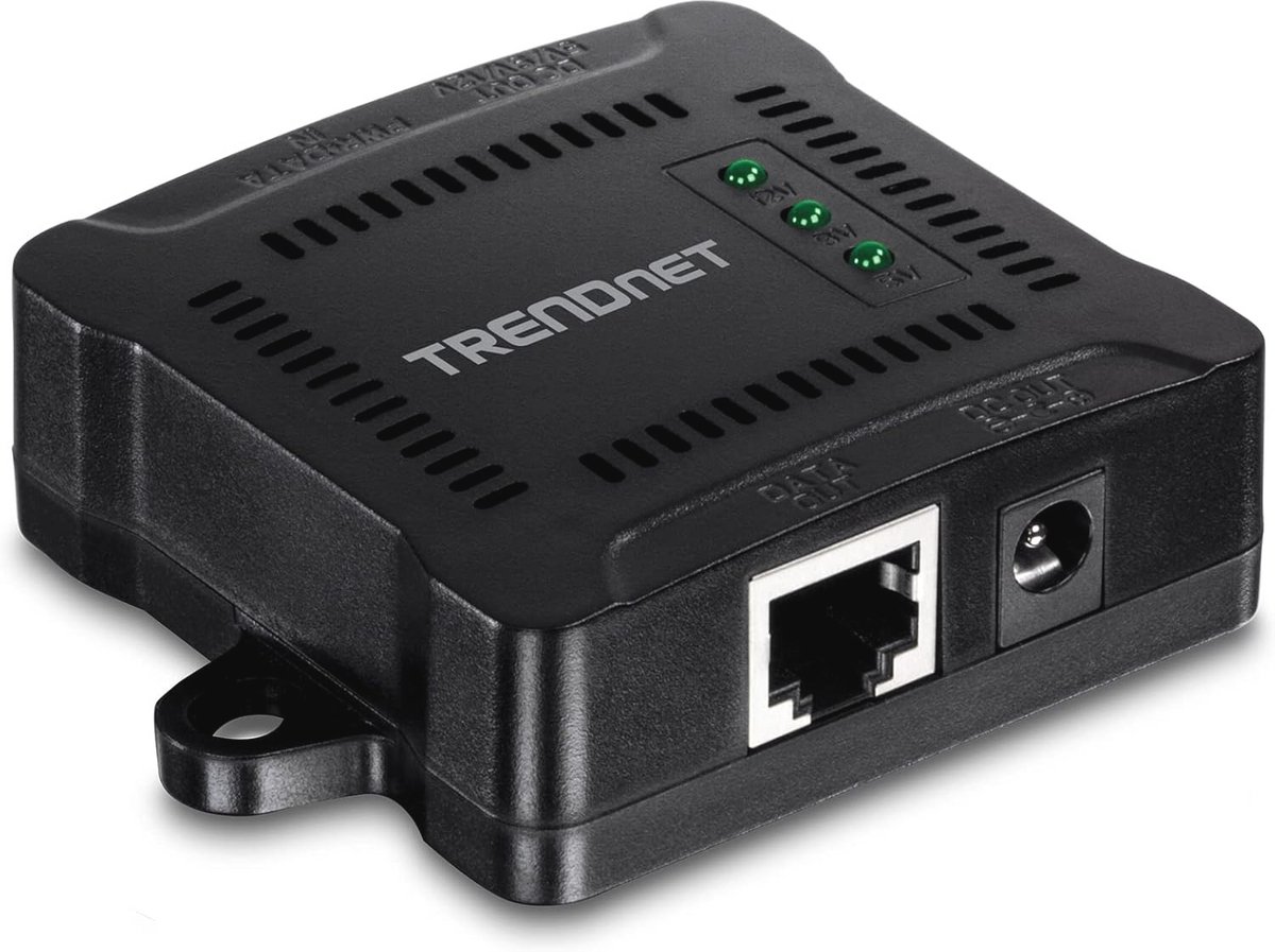 Gigabit PoE-splitter met verstelbaar uitgangsvermogen en wandmontage