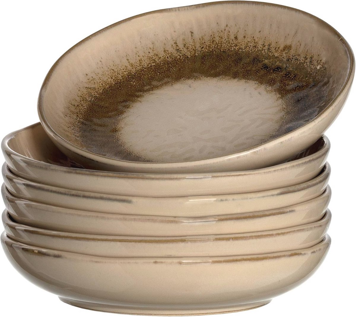 Set van 6 Keramische Borden in Beige