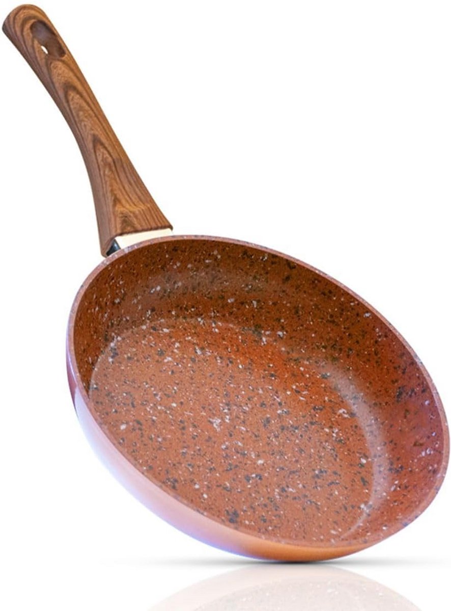 Koekenpan 28 cm met Steenlook Antiaanbaklaag - Krasbestendig en Perfecte Warmteverdeling