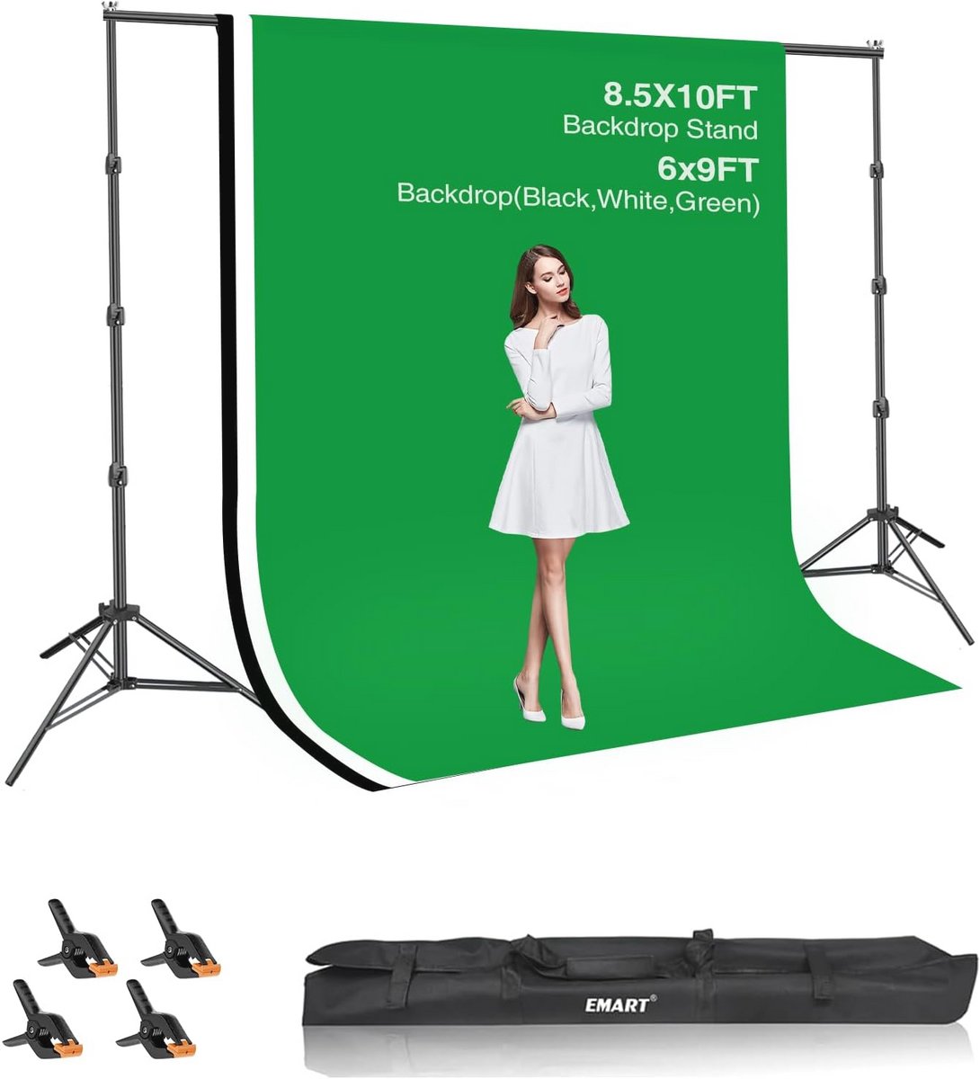 Professionele Fotostudio Set met Achtergrondsysteem en Verstelbare Statief 2,6x3m voor Fotografie en Video