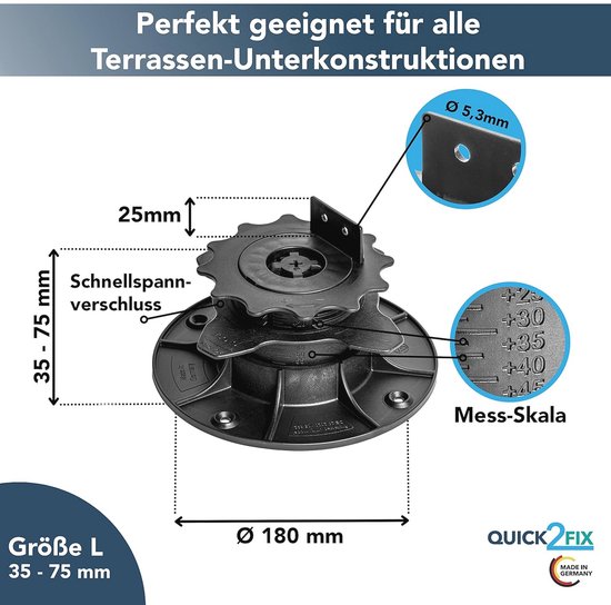 Jiubiaz 50 x Stelzlager Höhenausgleich 18-140 mm Höhe wählbar Stellfüße