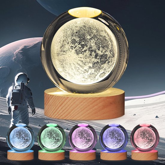 3D Solarsysteem Nachtlampje - Kristallen Bol met 7 Kleuren - Decoratie voor Slaapkamer en Cadeau voor Feestdagen — afbeelding 3
